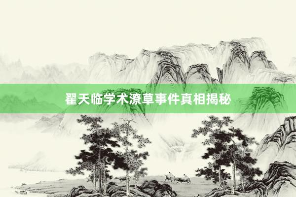 翟天临学术潦草事件真相揭秘